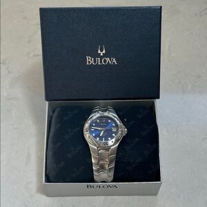 Bulova Marine Star Men's Watch with Sterling Silver Band and Blue Dial